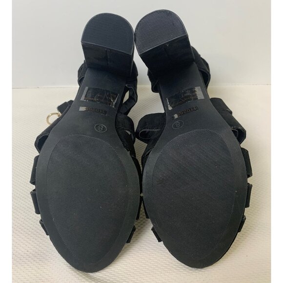 Charlotte Russe Black Strappy Open-Toe High Heel Sandals Bootie Zipper Size 8 - Picture 6 of 12